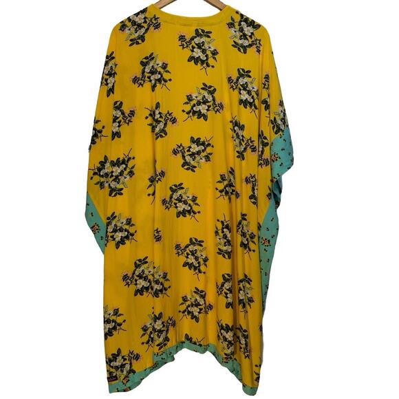 Matilda Jane What A Catch Kimono Womens M/L Floral Yellow Aqua Swim Cover - Picture 6 of 6